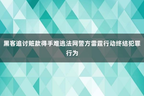 黑客追讨赃款得手难逃法网警方雷霆行动终结犯罪行为
