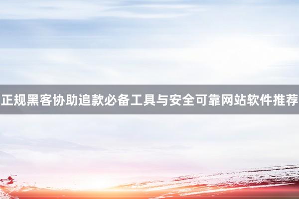 正规黑客协助追款必备工具与安全可靠网站软件推荐