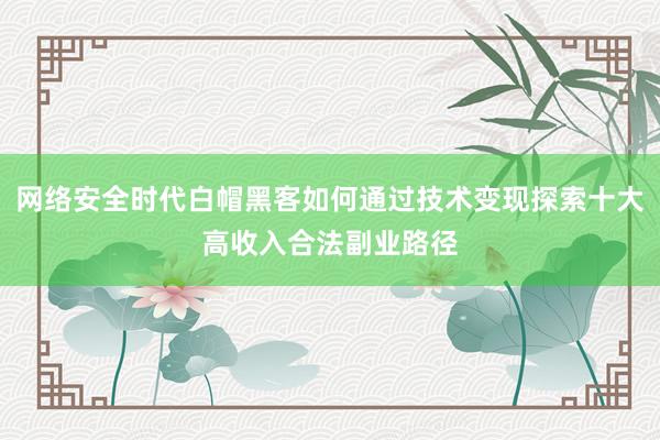 网络安全时代白帽黑客如何通过技术变现探索十大高收入合法副业路径